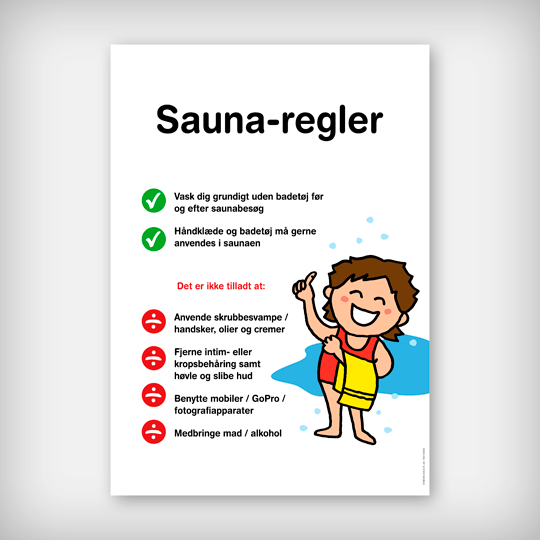 Skilt med "sauna regler"