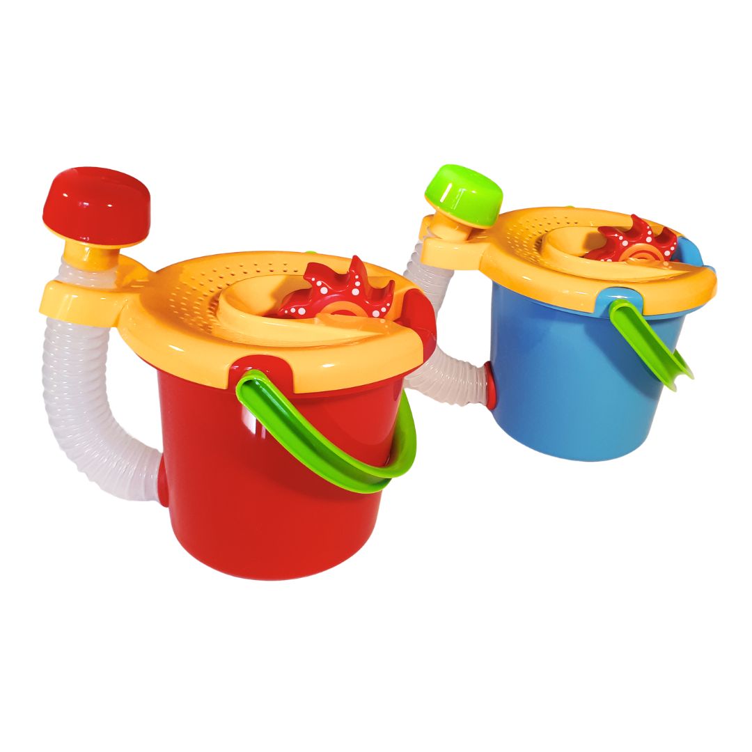 Spand med vandmølle og bruser - 22 cm. høj