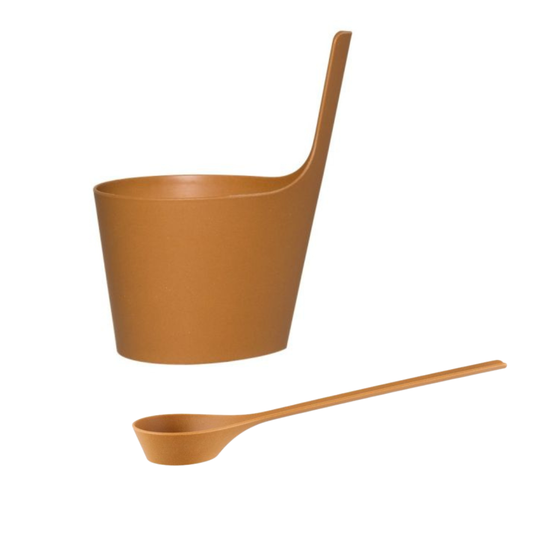 Pisara sæt med saunaspand + øse - lysebrun